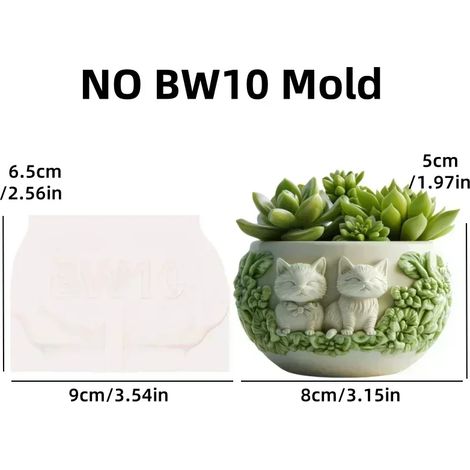 (Moule sans BW10) Moule en résine silicone en forme de relief montagneux pour pot de fleurs succulentes, avec motif d'eau vive, boîte de rangement, coupelle à bougie, moule en plâtre (1/4)
