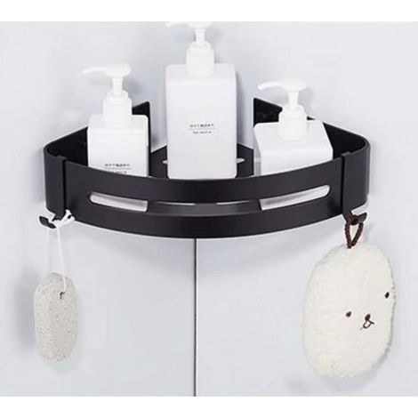 Corner Wall Shelf - Black - Aluminum - Bathroom - Soap Holder - Modern Style
