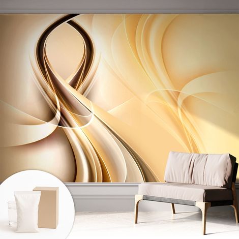 Papier peint intissé décoratif avec motifs pour salon et chambre a motif - Colle incluse gratuite Lignes ondulantes 312x219 cm (1/5)