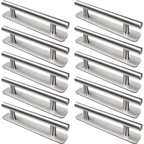 10 pezzi di maniglie autoadesive per mobili, maniglie da cucina in acciaio inossidabile da 128 mm, nessuna perforazione richiesta, per mobili, cucine, porte scorrevoli, portefinestre (1/4)