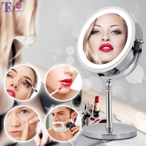 Lot de 20 pinceaux + miroir de maquillage grossissant x10 avec éclairage LED, 1 pièce (1/5)