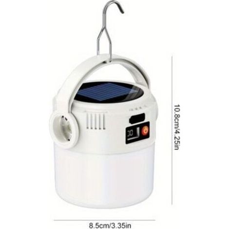 Lampe de Camping 2-en-1 Solaire & USB – Lampe Suspendue Portable avec Torche COB LED Haute Puissance pour Extérieur et Urgences (1/5)