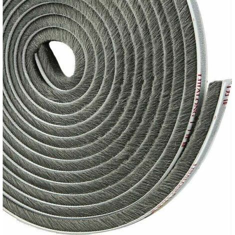 Guarnizione adesiva a spazzola per ante scorrevoli di armadi, isolante contro freddo e polvere, lunghezza 4,9 m x 5 mm x 9 mm, colore grigio. (1/4)