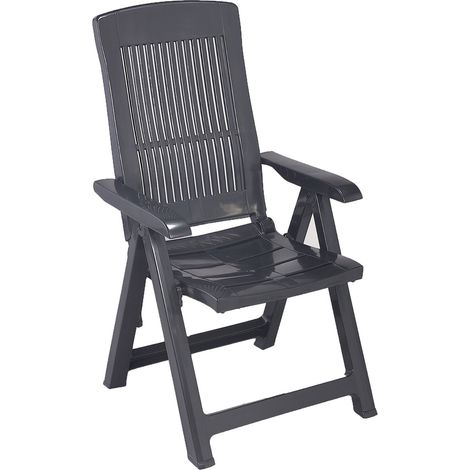 Gartenstuhl Dozier, verstellbar, klappbar, Made in Italy, Mehrfachposition, Anthrazit
