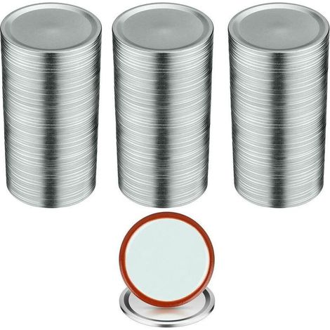 100PCS Couvercles de Bocaux à Conserve - Bouche Régulatrice 70mm, Métal avec Anneau d'Étanchéité, Modèle Argent