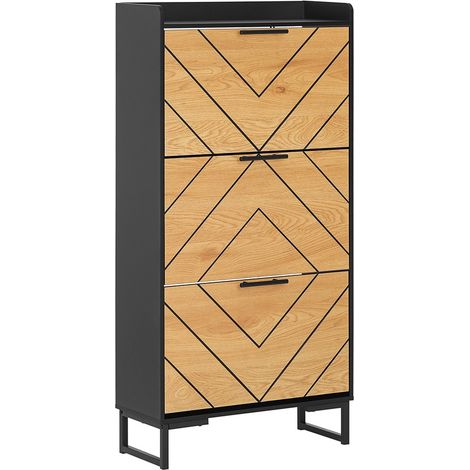SoBuy Scarpiera con 3 ribalte Scarpiera con 6 ripiani Portascarpe salvaspazio Nero 62x24x125cm FSR164-SCH (1/5)