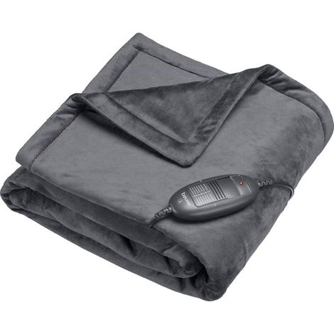 Beurer HD74 Limited Edition Termocoperta in Pile 100W 6 Livelli Temperatura BSS OEKO-TEX 150x130 cm colore Grigio (1/4)