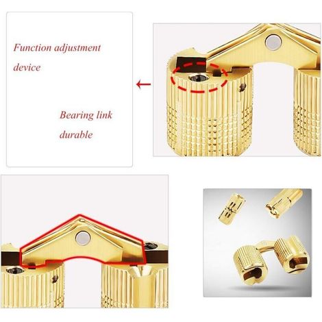Bisagra cilíndrica invisible de latón – 8 piezas, apertura de 180°, para joyeros o manualidades.