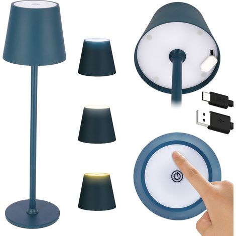 L谩mpara de mesa LED de 38,5 cm, inal谩mbrica, 3 modos, t谩ctil, luz nocturna, USB-C.