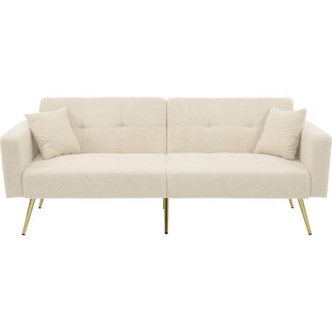 old sku:WF200993995B,Schlafsofa mit Bettfunktion, verstellbarem Winkel, goldenen Beinen, mit Kissen und seitlichen Aufbewahrungstaschen