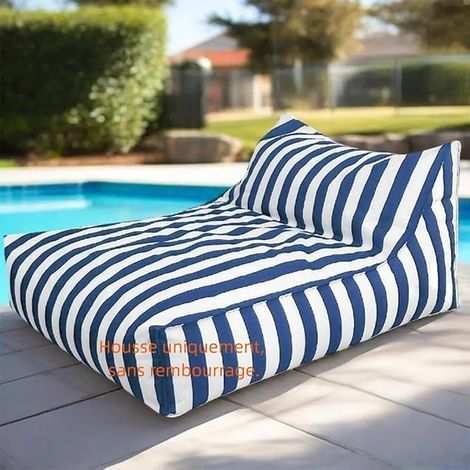 King Outdoor Floating Pouffe Cover Waterproof and Floating Oxford Pouffe Cover Striped Beach Sofa Bed Dark Blue (1/4)