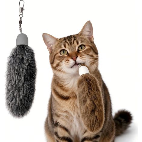 Rechange Canne à Pêche Chat, 2 Couleurs, 12 cm, Faux Lapin (1/5)