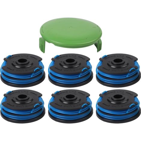 Greenworks 29242 29082 Lot de 6 têtes de rechange avec capuchon 3410468 pour tondeuse Greenworks 21212 21272-21272-6 avec cordon en nylon 1,65 mm (1/5)