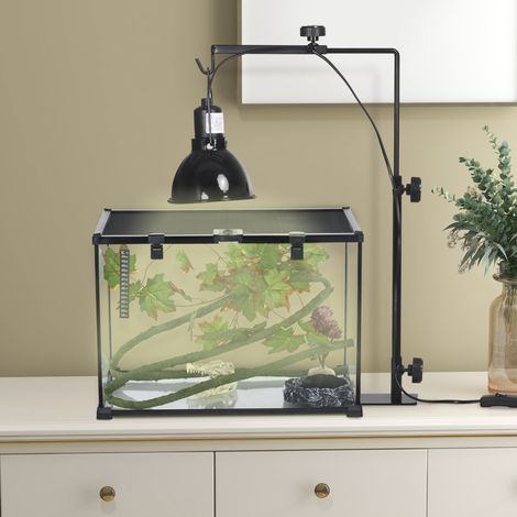 Support de lampe chauffante pour reptiles hauteur et largeur réglables pour amphibiens base en acier 32 x 9 x 67 cm noir (1/5)