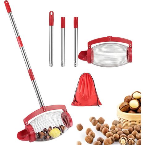Cosechadora de nueces, herramienta para recoger nueces con mango largo, cosechadora de pacanas, cosechadora de nueces con ruedas, cosechadora de nueces de jardín (1/5)