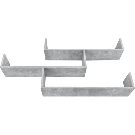Estantería de pared mueble de pared de diseño 3 superficies de almacenamiento 119 cm gris efecto cemento 030005203