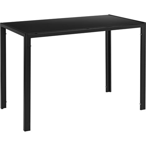 Mesa de comedor cocina salón tapa de cristal patas de acero 105 cm negro 030006262/2