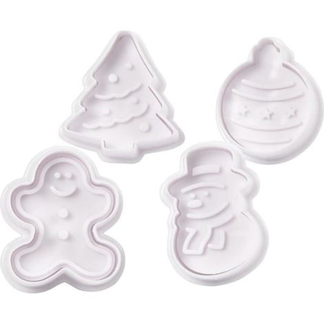 Emporte-pièces à poussoir - Noël - 4 pcs - Plastique - Compatible lave-vaisselle
