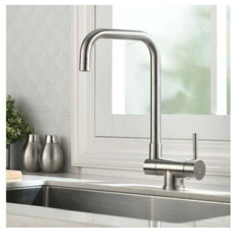 NALOOKAMIC Robinet de Cuisine Rabattable , Mitigeur Evier Repliable en Acier Inoxydable devant Fenêtre, Robinet Évier Pivotant à 360º Brossé (1/3)