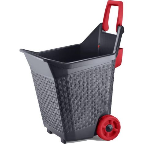 Chariot de jardinage - L 59 x l 50 x H 72 cm - Rouge et gris - Livraison gratuite
