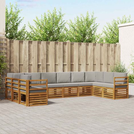 vidaXL Ecksofa Set mit Kissen 10 pcs Natürlich und Hellgrau (1/5)