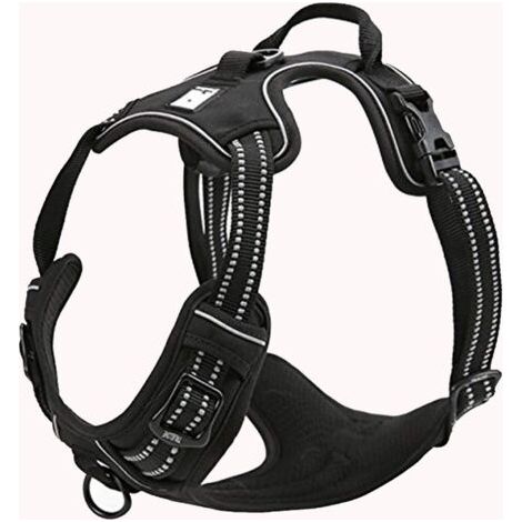 Harnais pour chien réfléchissant réglable dissuader tirer gilet pour animaux de compagnie Durable voiture Nylon TLH5651 chien laisse Husky (L) (1/4)