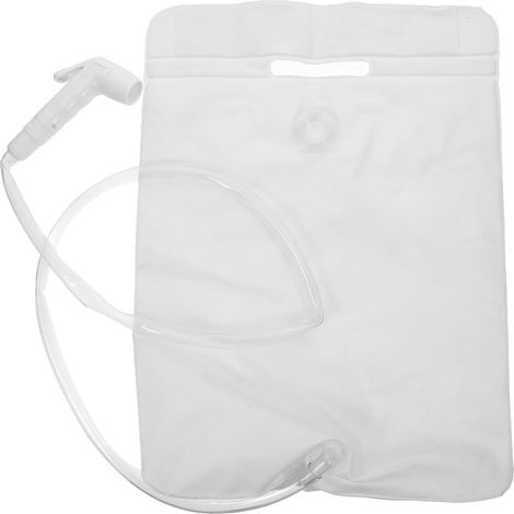 Paquet Camping Portable 10 L en PVC Blanc avec Pommeau et Tuyau pour Extérieure Facile à Utiliser, pour Trekking et Activités en Plein Air