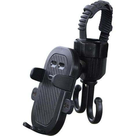 Kinderwagen Organizer Handyhalterung Einkaufshilfe 2 in 1 Funktion Verstellbar Schwarz (1/5)