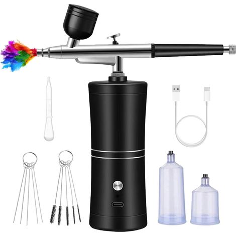 Airbrush-Set mit Kompressor: Multifunktionale, tragbare Hand-Airbrush-Pistole, wiederaufladbare Airbrush für Nageldesign, Tortendekoration, Make-up, Tätowierungen und Malerei