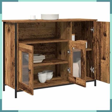 Buffet - 869091 - Bois ancien - 3 portes - 100 x 35 x 75 cm (1/5)