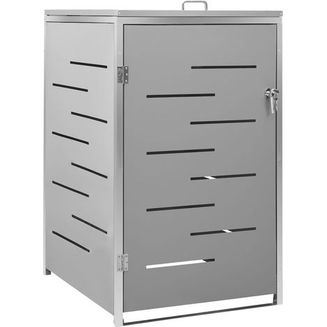 Cache Poubelle Moderne Gris 115 cm de hauteur. Idéal container sur roulette (1/5)