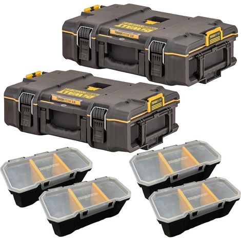 2x Dewalt Tough System 2.0 DWST83293-1 DS166 Stackable Toolbox Case 4 Organisers (1/4)