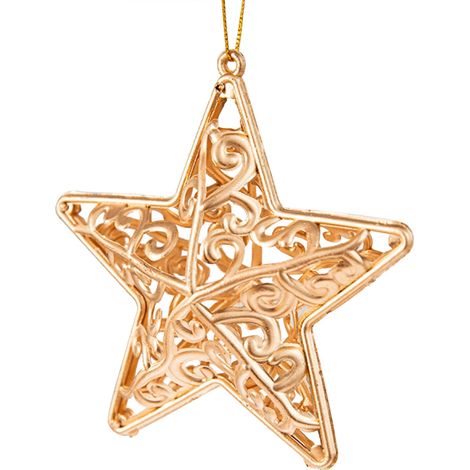 Étoile À Cinq Branches - Décoration De Noël En Métal Doré - Pendentif Creusé Pour Arbre De Noël - Lot De 1 (1/5)