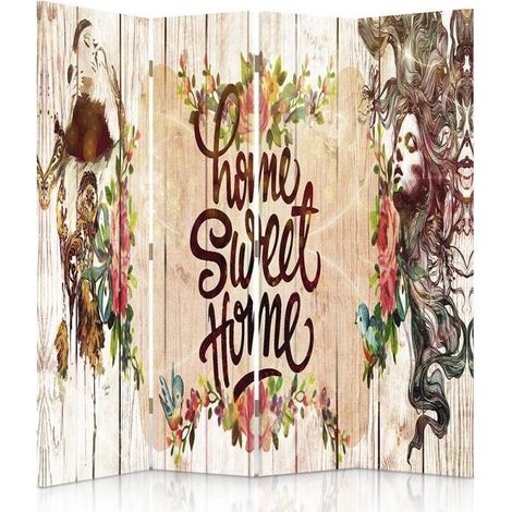 Paravento bilaterale, Iscrizione Home Sweet Home - 145x170 (1/5)