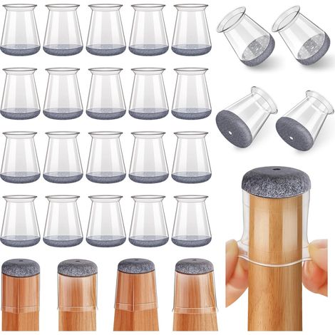 Protections pieds chaise silicone transparent avec feutre 13-22,9mm lot de 24 (1/5)
