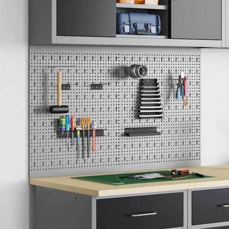 Werkzeugwandpaneel 2 pcs Grau 100 x 1 x 60 cm