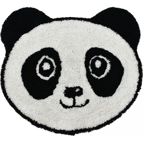 Tapis enfant en coton Lavable 30° Ø100cm blanc et noir PANDA