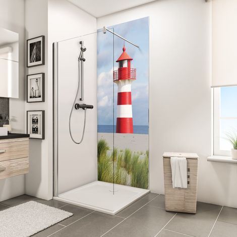 Panneau mural 90 x 210 cm, revêtement pour douche et salle de bain, DécoDesign PHOTO, Schulte, Phare
