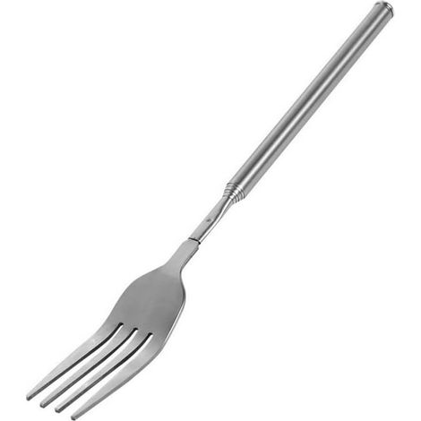 1 pièce Fourchette télescopique en acier inoxydable 304, longue fourchette extensible (22-64 cm), gadget amusant & fourchette BBQ pour guimauves, saucisses & vol de nourriture (1/4)