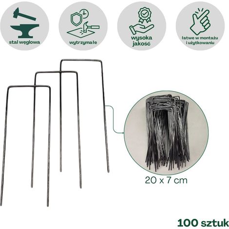 Perni di ancoraggio in acciaio a "U" da 20 cm, 100 pezzi. (1/2)