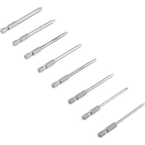 8 pièces embouts magnétiques hexagonaux longs 75mm pour vis cruciformes, queue 1/4" (1/5)