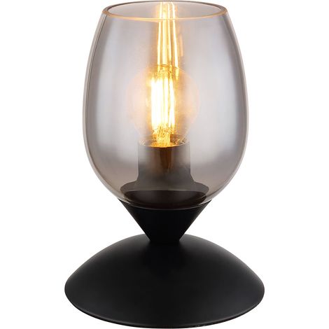 Tischlampe Nachttischlampe Tischleuchte Rauchglas Touch Schlafzimmerlampe H 18cm