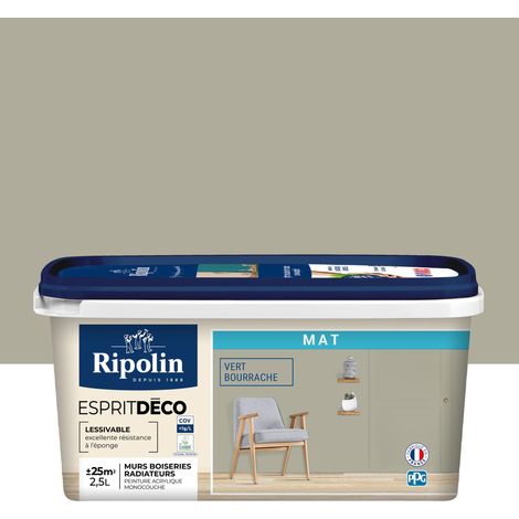 Ripolin – Peinture murale intérieure 2,5L – Vert bourrache – Aspect mat ultra couvrant – Pour murs et boiseries – Fabriqué en France (1/5)