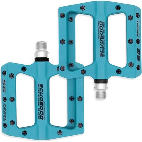 Jeu de 1 paire, accessoires vélo, pédales VTT, pédales ultra légères BMX route et durables hybrides 9/16 pouces (Bleu) (1/5)