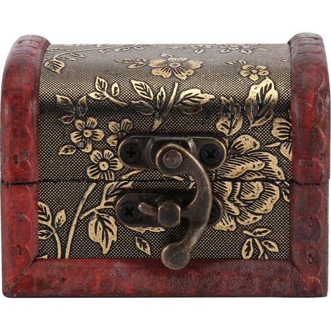 Boîte en bois vintage pour rangement de bonbons, bijoux et décorations, coffre de stockage décoratif en bois massif. (1/5)