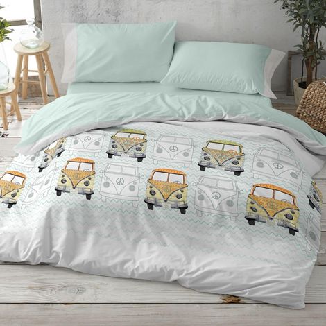 Housse de Couette imprimée, pour lit de 90 cm (+ Dimensions Disponibles), Motif 107, Couleur Menthe (90 x 190/200 cm) (1/5)