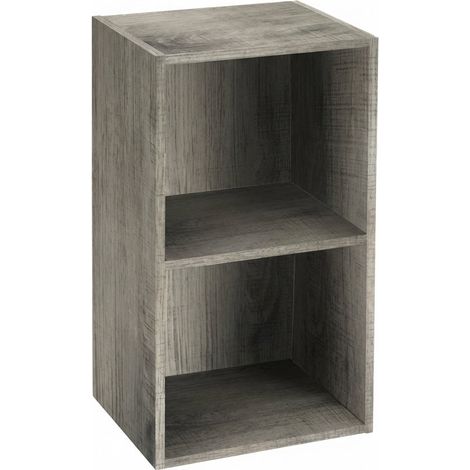 Libreria 2 Vani Scaffale Modulare Cubo Legno Mobiletto Casa 30x24x54 cm Rovere Grigio