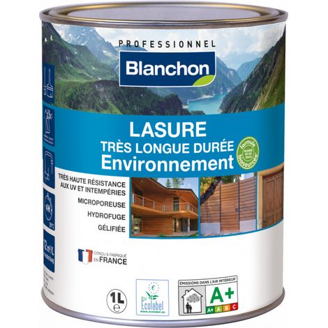 Blanchon – Lasure extérieure chêne clair satinée 1L – Très longue durée – Environnement biosourcé – Protection UV et hydrofuge