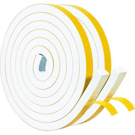 Joint de Calfeutrage - EPDM Blanc - 12 mm x 12 mm x 4 m - Pour Fenêtre et Porte - 2 Rouleaux (1/4)