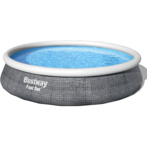 Bestway – Piscine gonflable ronde en PVC 396xH84 cm – Capacité 7340 litres – Anneau supérieur gonflable – Pompe de filtration incluse